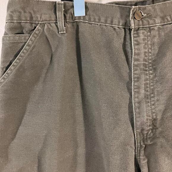Vintage Y2K Carhartt Canvas‎ Green Carpenter Pants B11 MOS - Picture 2 of 7